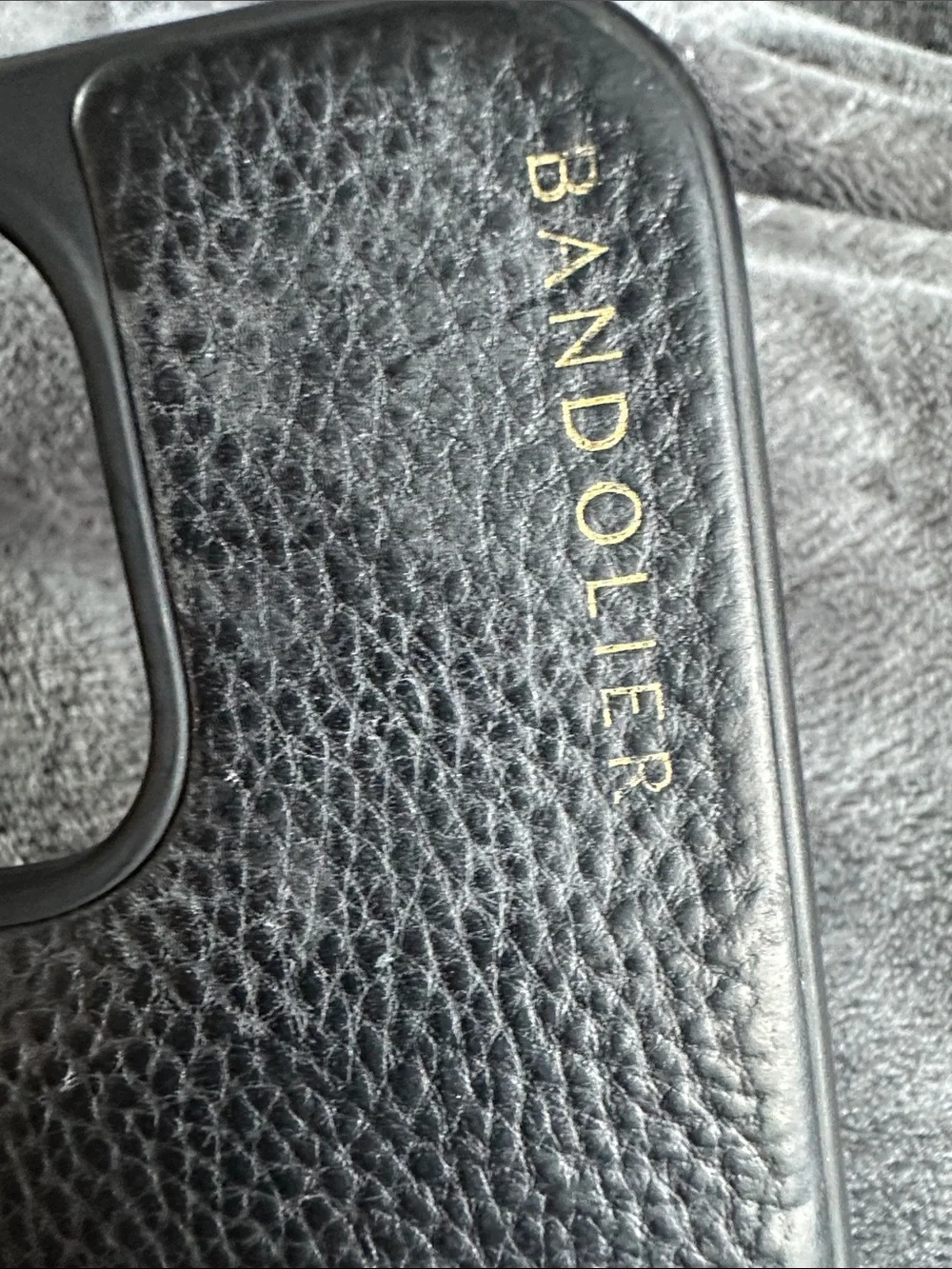 Bandolier Black Leather iPhone 14 Pro Max Crossbody Case